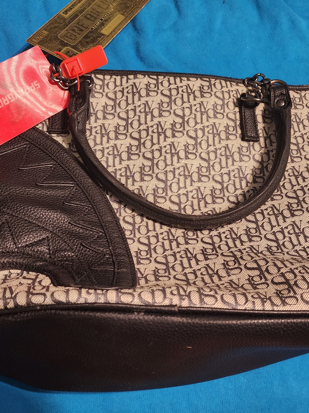 Sprayground Black & Cream Logo Monogram Tote